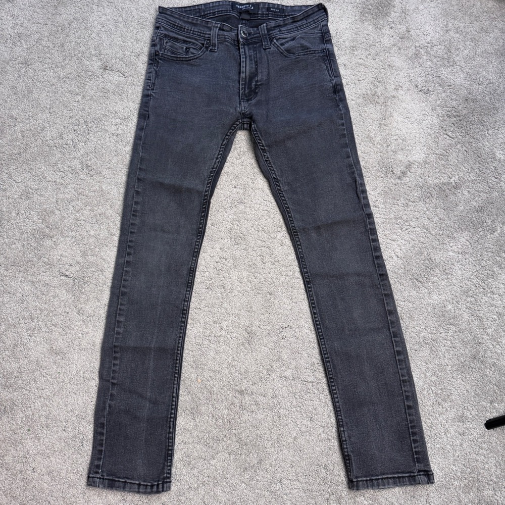 Kenneth Cole Men's 29x30 Slim Fit Black Jeans